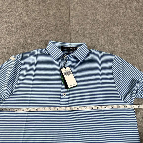 RLX Ralph Lauren Performance Golf Wicking Stretch Blue/White Stripe Polo S New - Picture 4 of 10